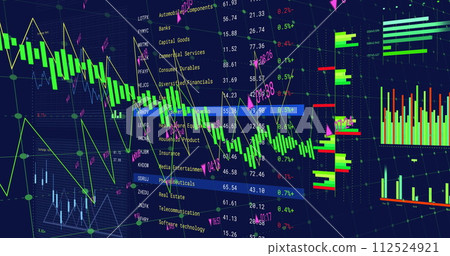 Image of financial data processing over blue background 112524921