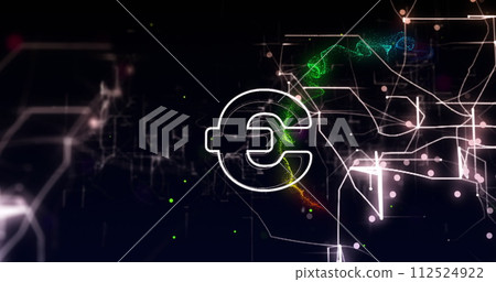 Image of euro symbol over data processing on black background 112524922