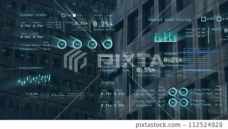 Image of financial data processing over cityscape Image of financial data processing over cityscape 112524928