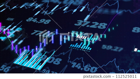 Image of financial data processing with numbers over black background 112525011