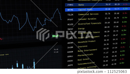Image of financial data processing over black background 112525063