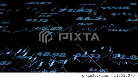 Image of financial data processing with numbers over black background 112525076