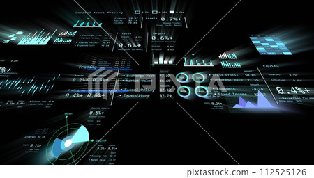 Image of financial data processing with numbers over black background Image of financial data processing with numbers over black background 112525126