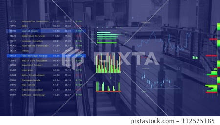 Image of financial data processing over business office Image of financial data processing over business office 112525185