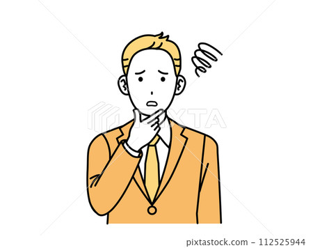 一位表情困擾的男性辦公室職員,一位商人 一位表情困擾的男性辦公室職員,一位商人 112525944