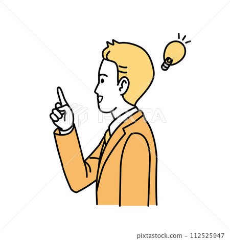 一位男性辦公室職員想出了一個主意，商人側身 112525947