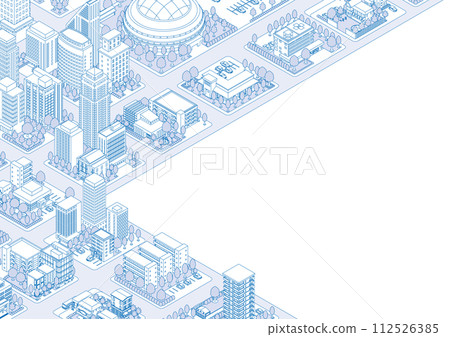 城市景觀的三維視圖。 112526385