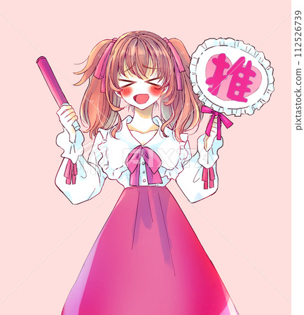A woman pushing herself with a fan and psyllium, in agony, red 112526739
