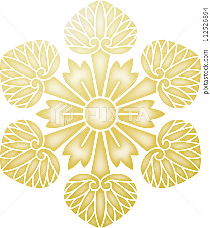 Family crest Kishu six hollyhock [gold] 112526894