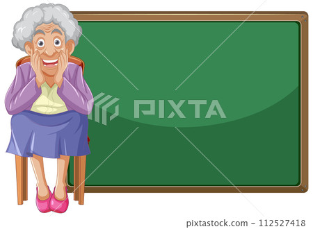 Excited Grandma by the Chalkboard Excited Grandma by the Chalkboard 112527418