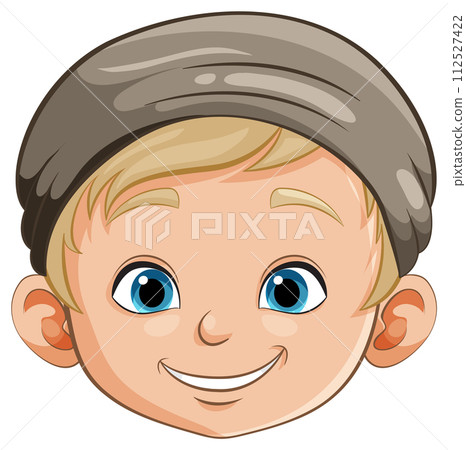 Smiling Boy with Grey Cap Illustration Smiling Boy with Grey Cap Illustration 112527422