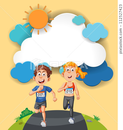 Joyful Kids Marathon Illustration Joyful Kids Marathon Illustration 112527423