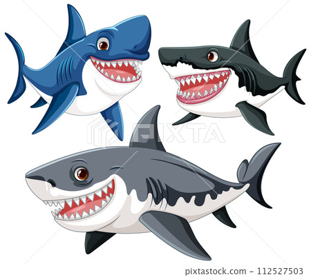 Friendly Cartoon Sharks Collection Friendly Cartoon Sharks Collection 112527503