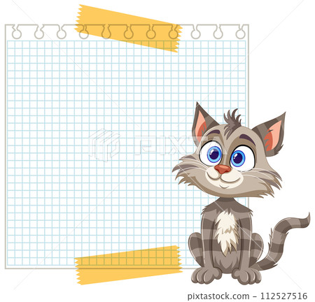 Cute Cat with Blank Notepad Illustration Cute Cat with Blank Notepad Illustration 112527516