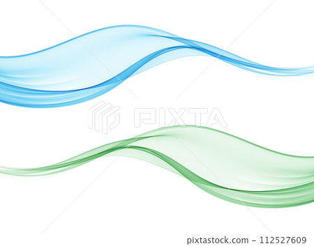 Blue and green abstract transparent wave,design element. 112527609
