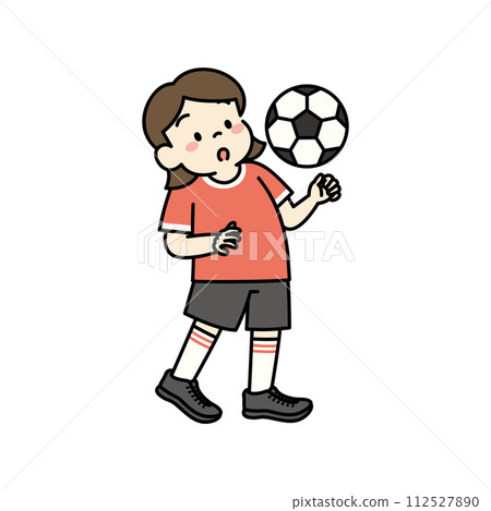 Illustration of a girl practicing chest trap in soccer 112527890