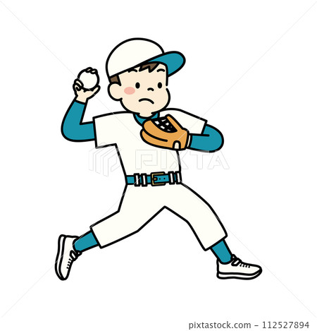 一個孩子打棒球的插圖，投手 112527894