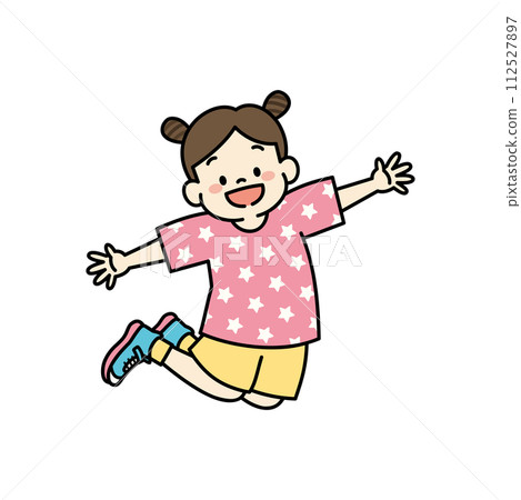 一個女孩跳舞時跳躍的插圖 112527897