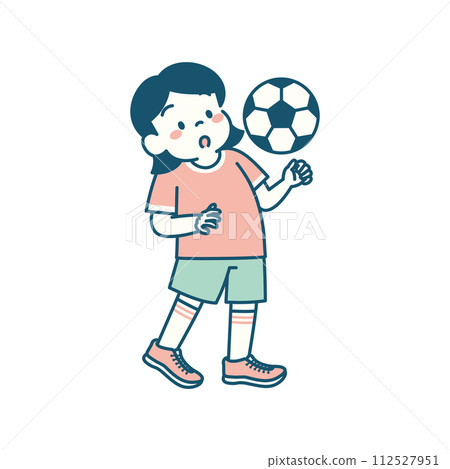 Simple illustration of a girl practicing chest traps in soccer Simple illustration of a girl practicing chest traps in soccer 112527951