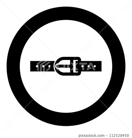 Pants belt leather strapping with buckle trouser icon in circle round black color vector illustration image solid outline style Pants belt leather strapping with buckle trouser icon in circle round black color vector illustration image solid outline style 112528450