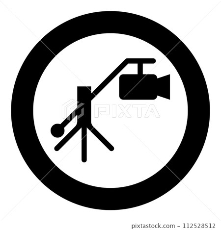 Camera crane video movie dv camcorder television icon in circle round black color vector illustration image solid outline style 112528512