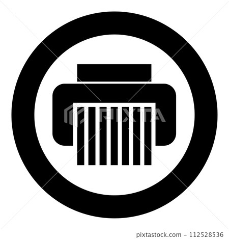Paper shredder confidential paper grinder document office tools icon in circle round black color vector illustration image solid outline style 112528536