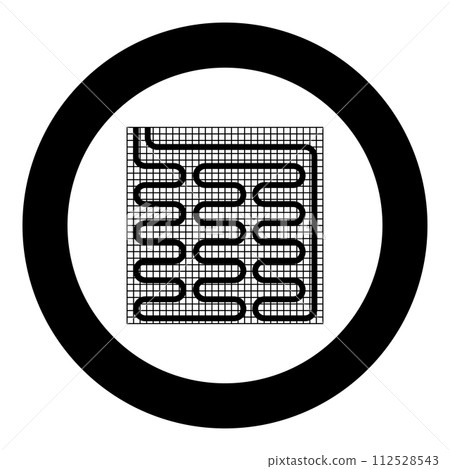 Electric floor heating warm heated icon in circle round black color vector illustration image solid outline style 112528543