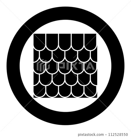Roof ceramic tiled corrugated tile rooftop house material slate icon in circle round black color vector illustration image solid outline style Roof ceramic tiled corrugated tile rooftop house material slate icon in circle round black color vector illustration image solid outline style 112528550