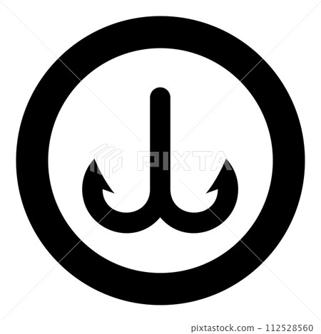 Fish hook anchor sea fishhook icon in circle round black color vector illustration image solid outline style Fish hook anchor sea fishhook icon in circle round black color vector illustration image solid outline style 112528560