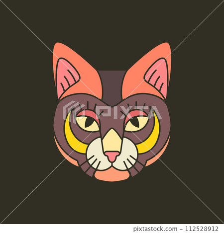 cat head pets colorful mascot geometric logo vector icon illustration 112528912