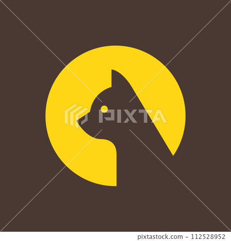 kitten cat pets simple minimal modern circle mascot logo vector icon illustration 112528952