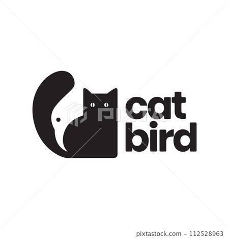 cat and bird pets mascot modern minimal simple logo vector icon illustration cat and bird pets mascot modern minimal simple logo vector icon illustration 112528963