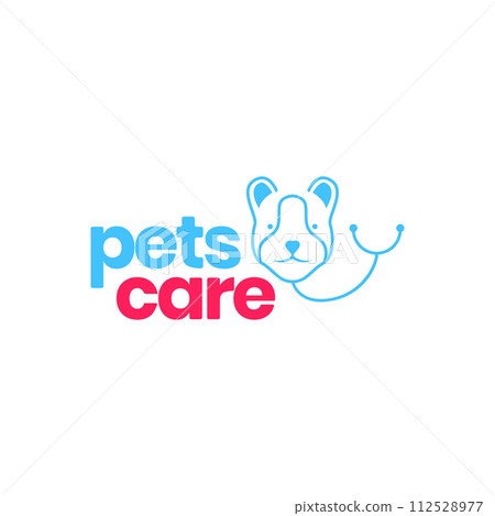 animal pets dog head care medical stethoscope clinic modern mascot logo design vector 112528977