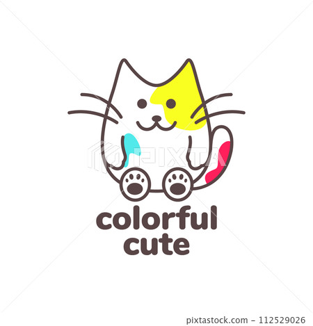 kitten cute pets line art colorful abstract mascot cartoon modern logo vector icon illustration kitten cute pets line art colorful abstract mascot cartoon modern logo vector icon illustration 112529026