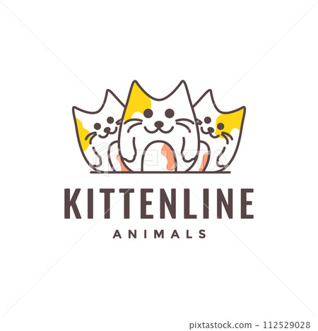 kitten group pets line art modern abstract colorful mascot cartoon logo vector icon illustration kitten group pets line art modern abstract colorful mascot cartoon logo vector icon illustration 112529028