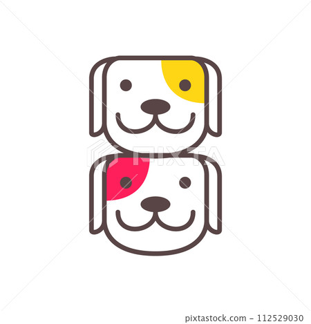twin puppy dog pets friends line art colorful abstract mascot cartoon cute logo vector icon illustration twin puppy dog pets friends line art colorful abstract mascot cartoon cute logo vector icon illustration 112529030