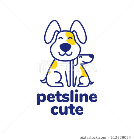 puppy dog friends line art abstract colorful modern minimal mascot cartoon cute logo vector icon illustration puppy dog friends line art abstract colorful modern minimal mascot cartoon cute logo vector icon illustration 112529034
