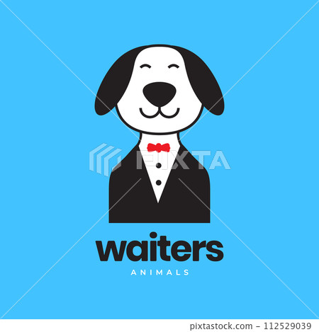 dog waiters pets suit business mascot cartoon cute logo vector icon illustration 112529039