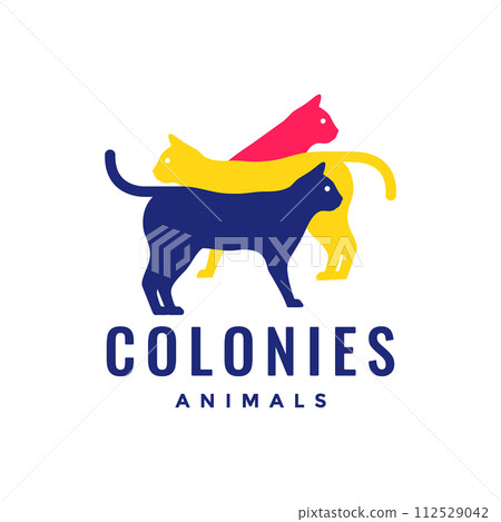 cat colony pets colorful modern logo vector icon illustration 112529042