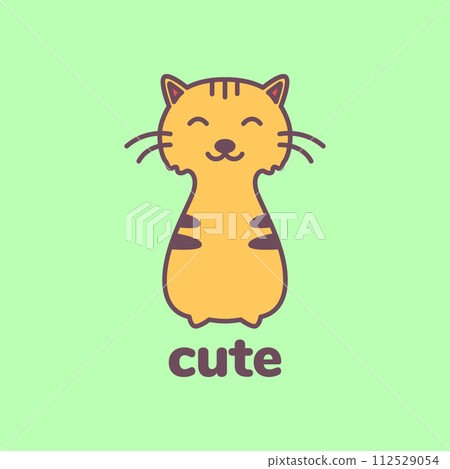 cat pets cute stand happy smile mascot cartoon logo vector icon illustration 112529054