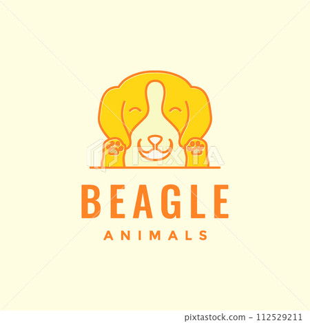 animal pets dog puppy beagle mascot cartoon cute happy logo design vector 112529211