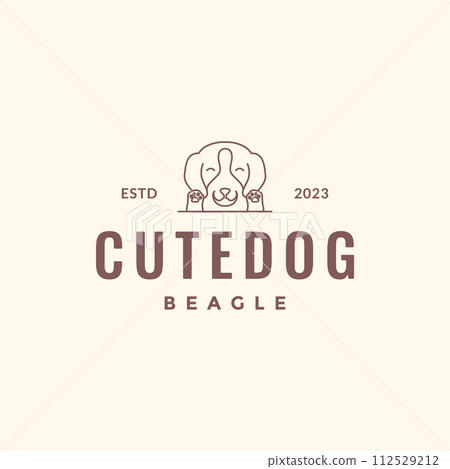 animal pets dog beagle mascot line art simple hipster logo design vector 112529212