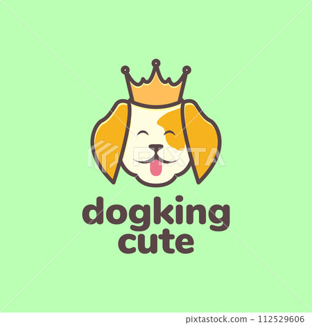 animal pets dog crown king mascot cute cartoon logo design vector 112529606