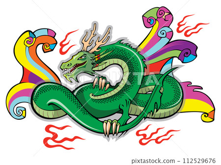 Horned Green Chinese Dragon 112529676