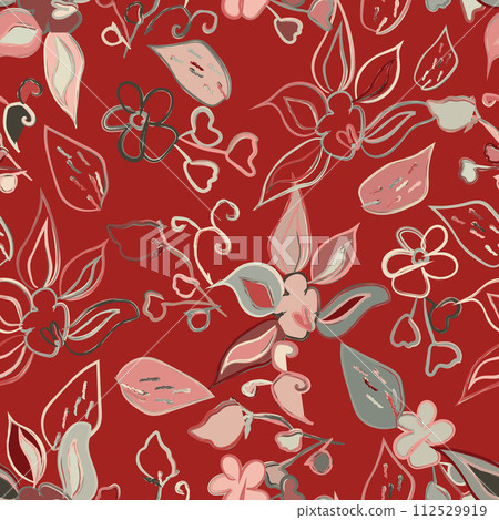 Watercolor floral seamless pattern. Vector nature illustration in vintage watercolor style on dark background.  112529919