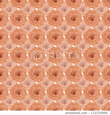 Abstract rose bud. Burnt umber color. Watercolor floral seamless pattern 112529999