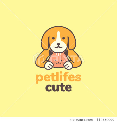 animal pets dog and cat friends mascot cartoon colorful logo design vector 112530099