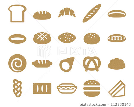 Set of various types of bread icons_cork pattern 112530143