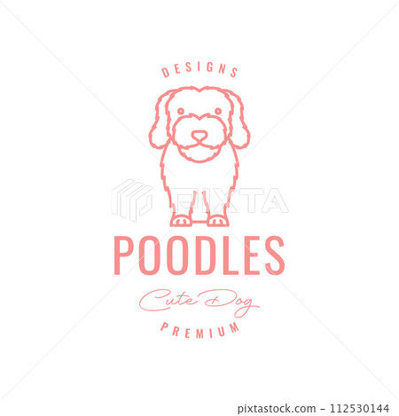 animal pets dog poodle mascot line art cute logo design vector 112530144