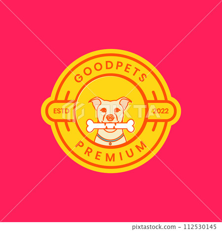 animal pets dog head Labrador Retriever bones badge colorful logo design vector 112530145